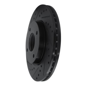 Nissan Sentra Brake Rotor (1) - Front Left - R1 Concepts - Drilled & Slotted - Black - `07-`14